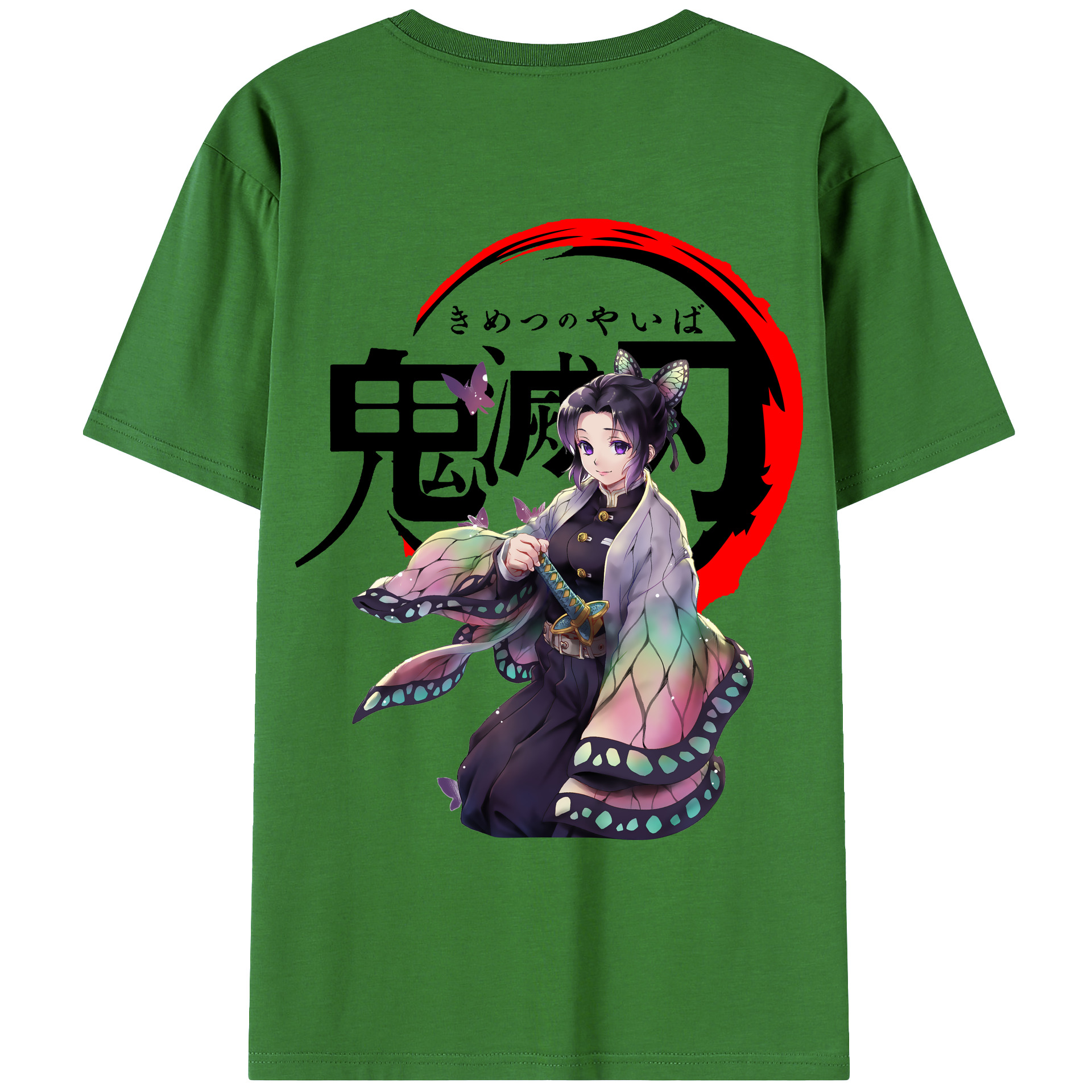 （画像用） 鬼滅の刃（きめつのやいば）蟲柱-胡蝶 しのぶ／こちょう しのぶ Kochou Shinobu レディース半袖Tシャツ(バックプリント)